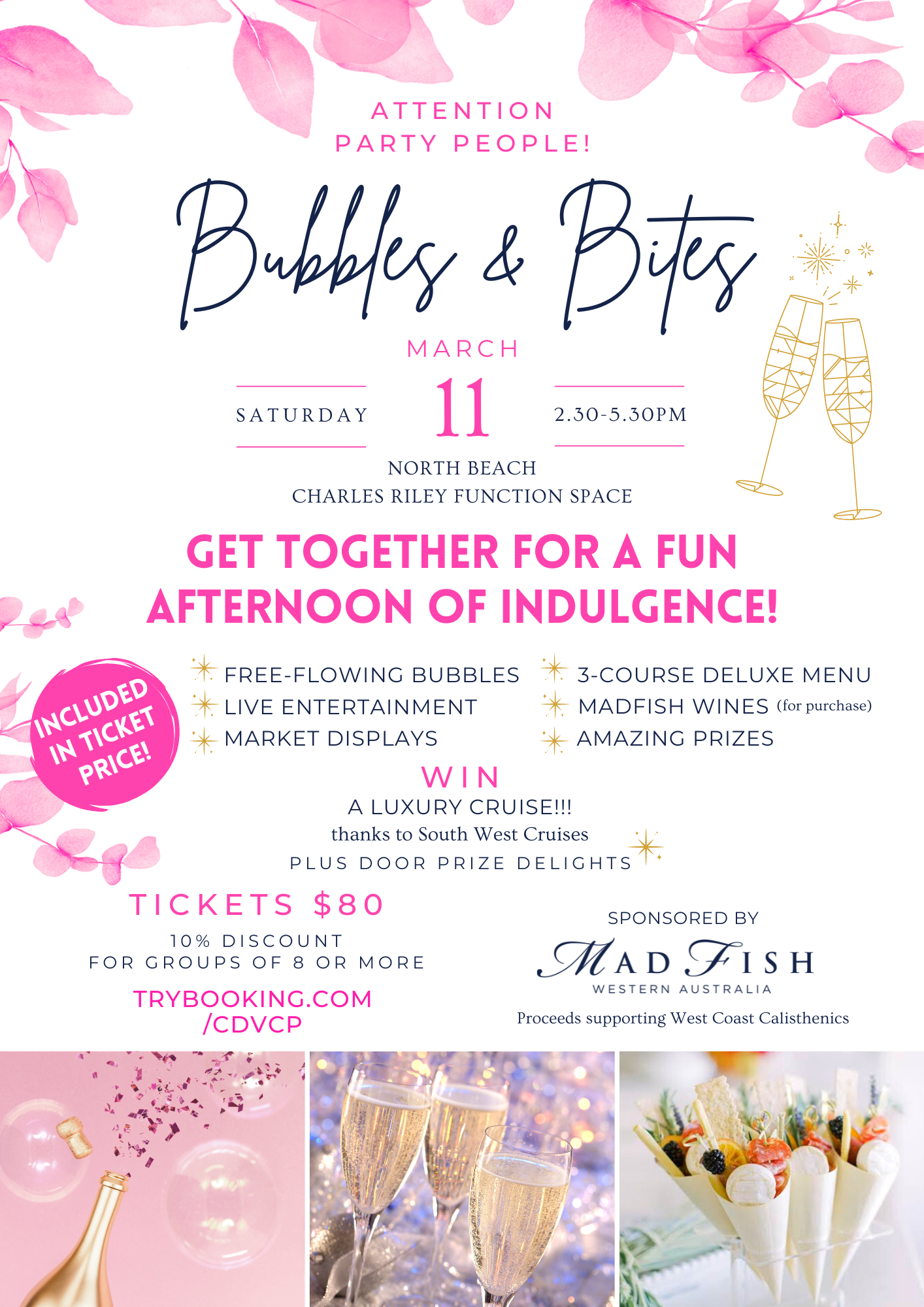 Bubbles & Bites event flyer