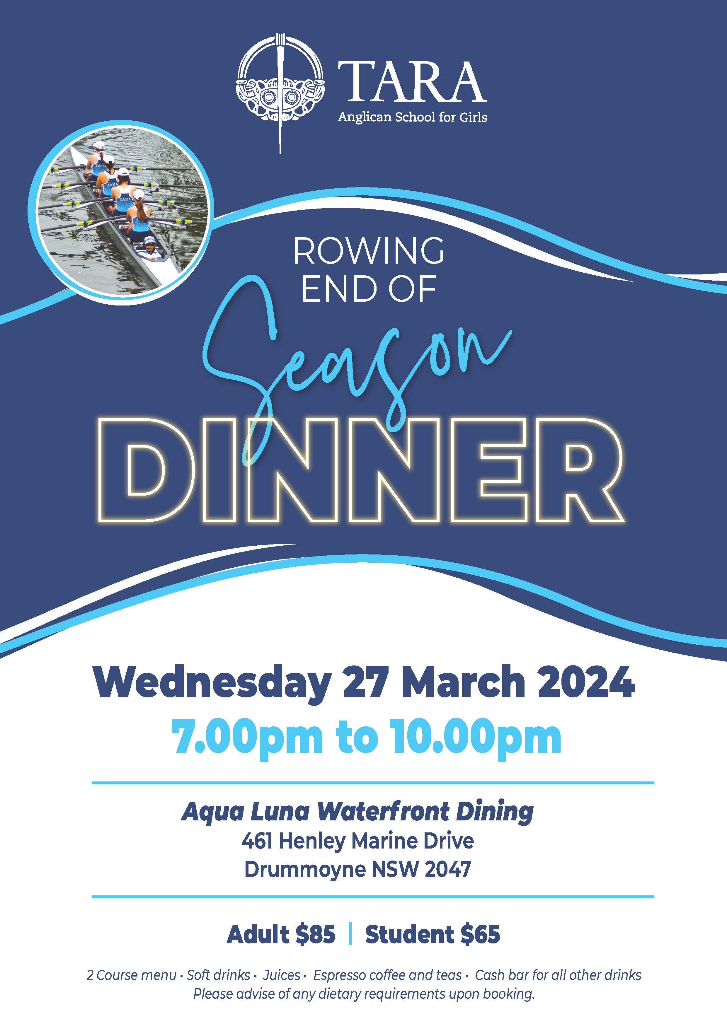 Senior School Sport - Tara Rowing End of Season Dinner 2024 Tickets ...