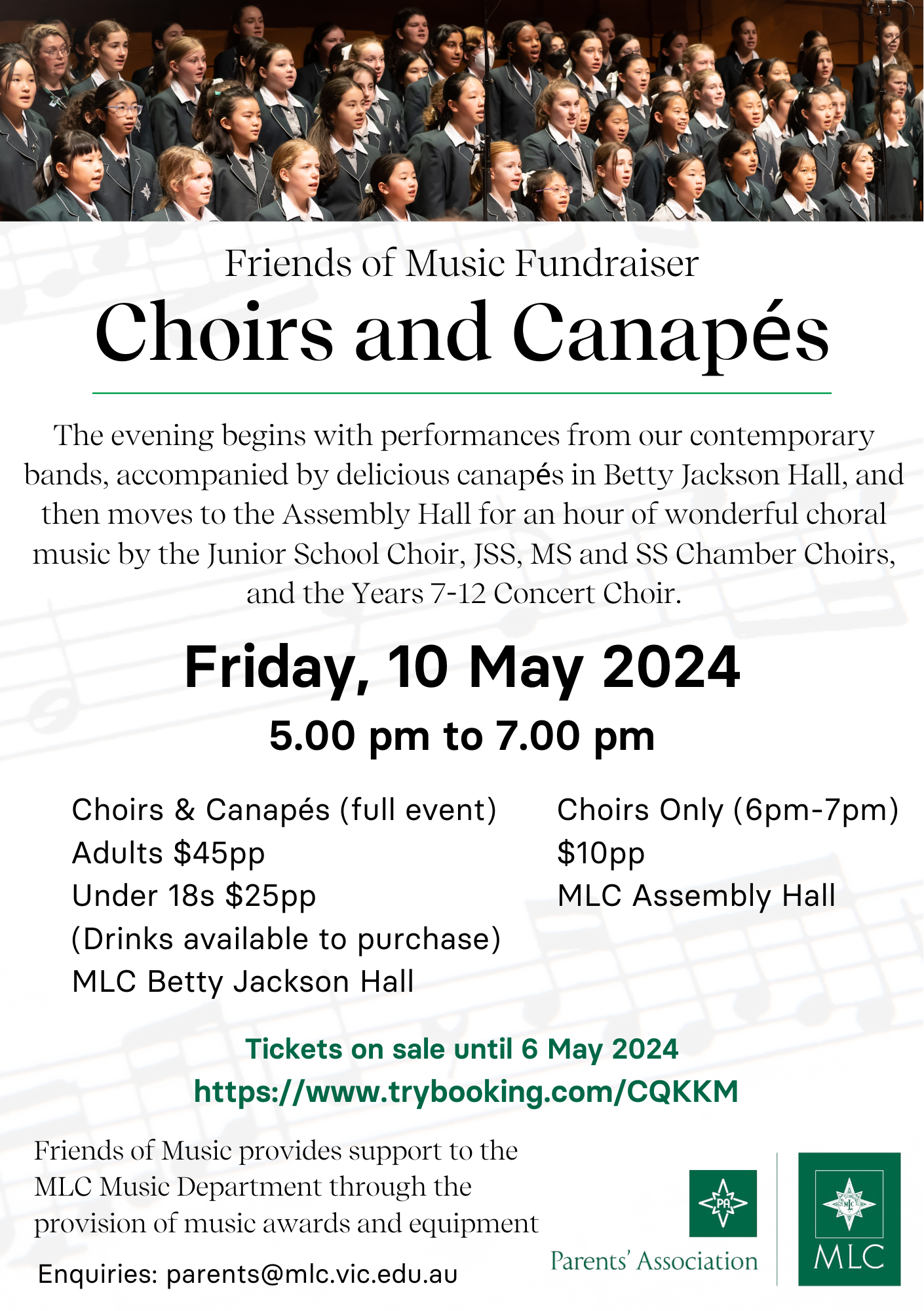 2024 Choirs and Canapes Tickets, Betty Jackson Hall / Assembly Hall