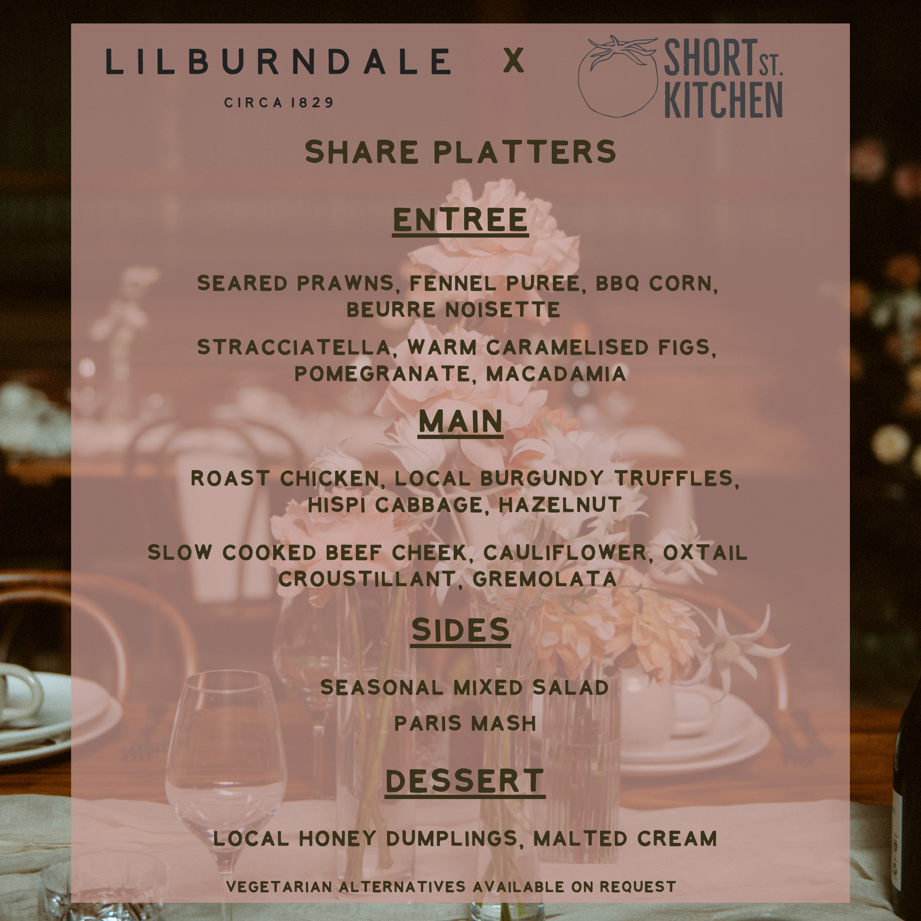 Lilburndale Weddings - Autumn Dining Menu