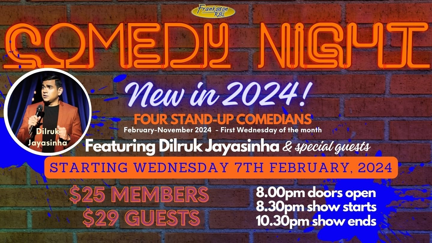 2024 Comedy Night Dilruk Jayasinha Tickets, Frankston RSL