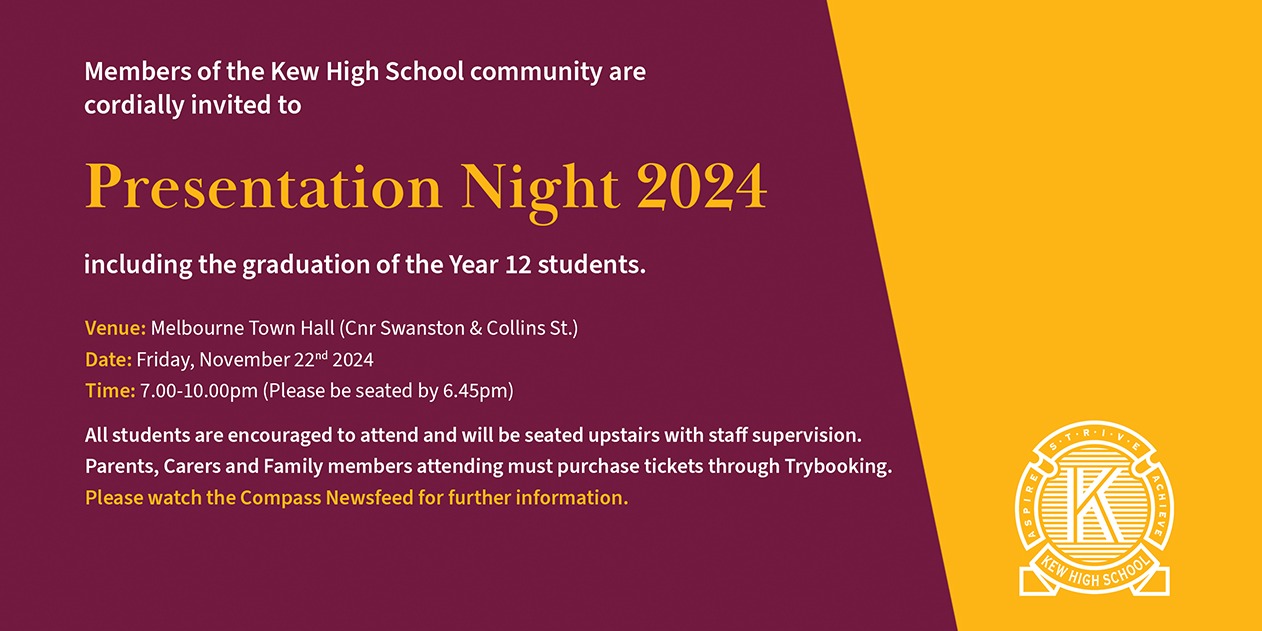 Kew High School Presentation Night 2024 Tickets, Melbourne Town Hall