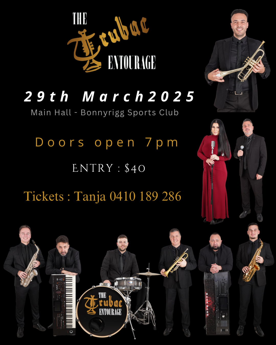 The Trubac Entourage Concert 2025 Tickets, Main Hall Bonnyrigg Sports