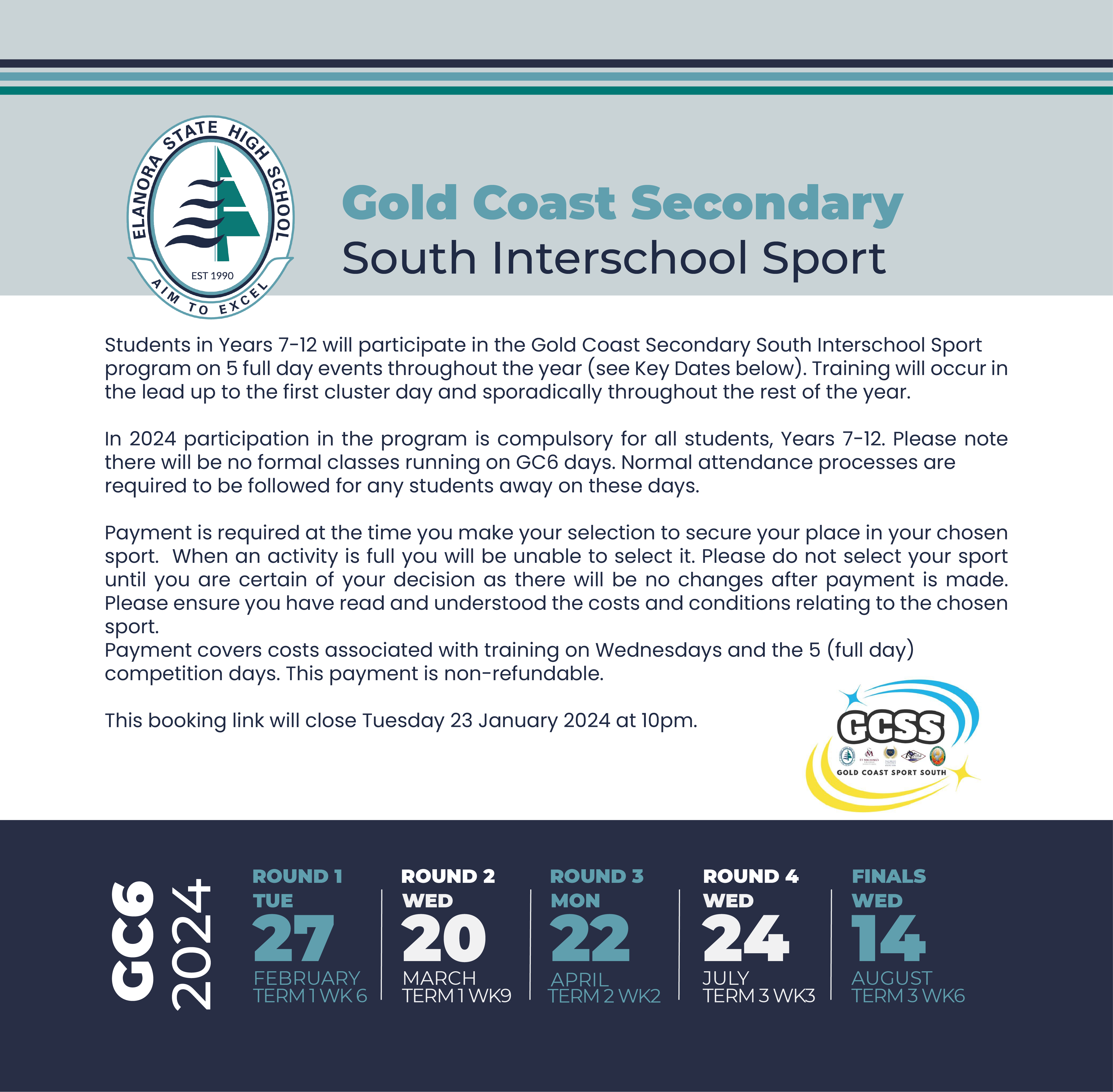 2025 Gold Coast Secondary South Interschool Sport (GCSS) Tickets ...