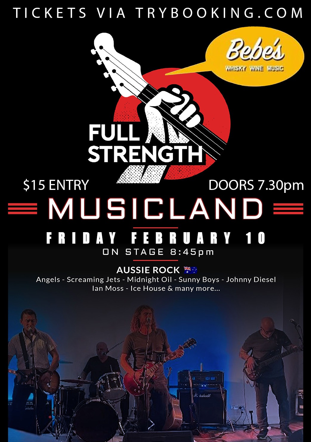 Bebe's Bar - Full Strength Tickets, Musicland Fawkner Complex, Fawkner ...