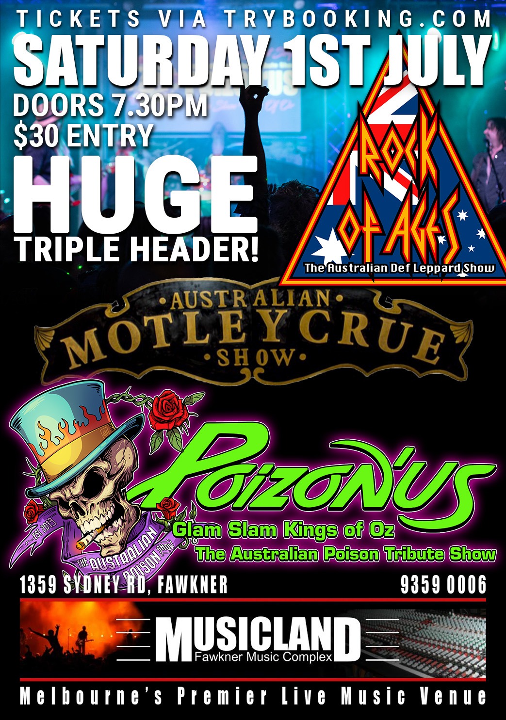 Poison' Us, Australian Motley Crue Show and Rock Of Ages. Tickets