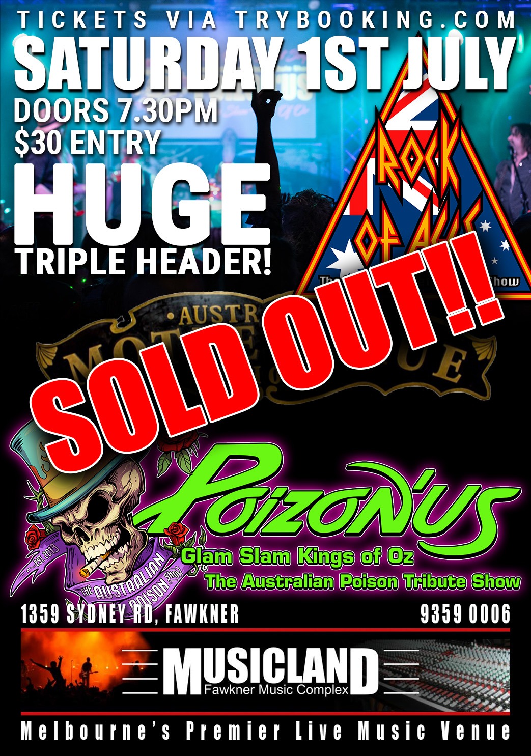 Poison' Us, Australian Motley Crue Show and Rock Of Ages. Tickets