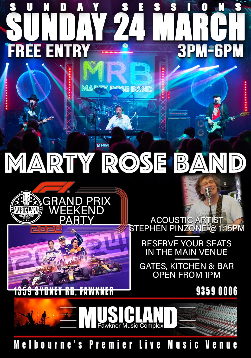 Sunday Sessions Marty Rose Band Tickets Musicland Fawkner