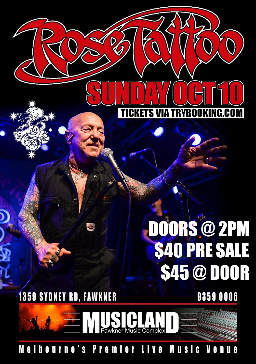 Rose Tattoo Tickets, Musicland Fawkner Complex, Fawkner TryBooking