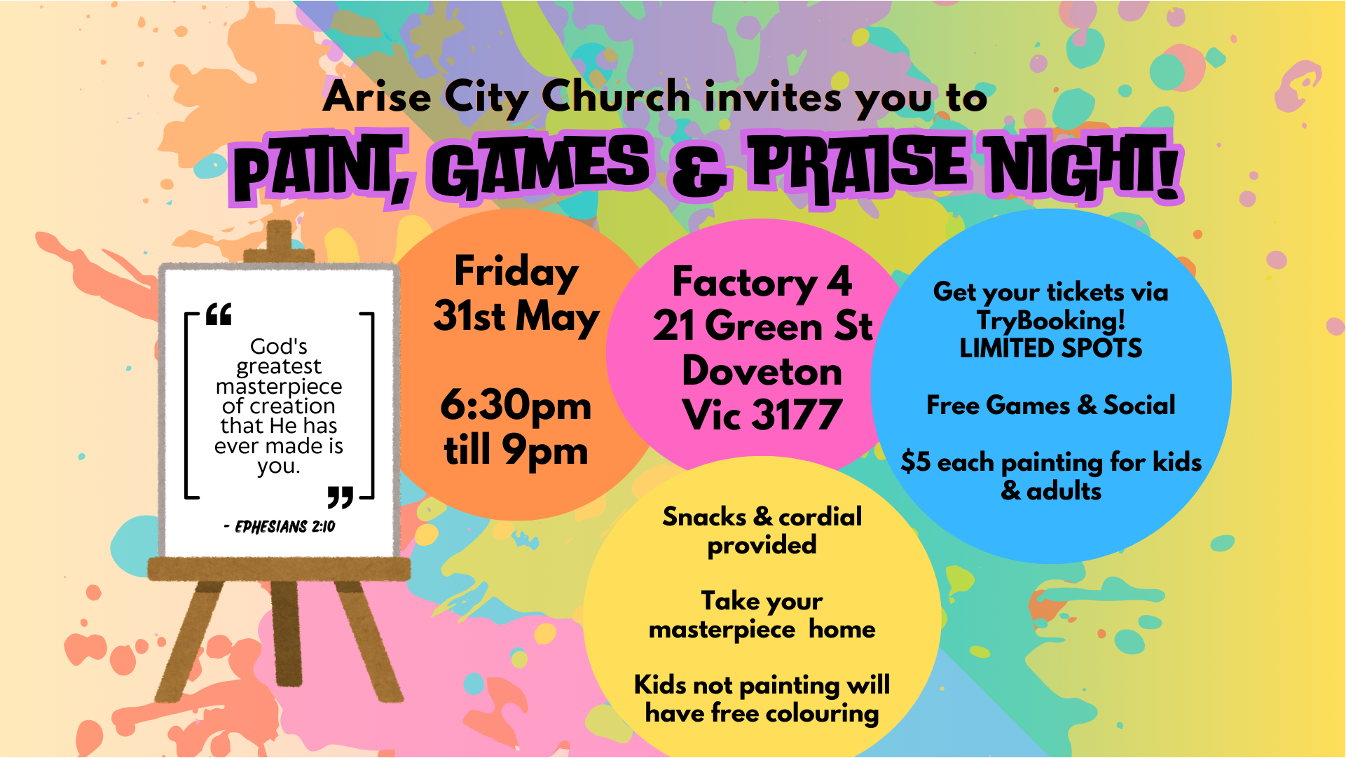 Paint & Praise! Tickets, Arise City Church, Doveton | TryBooking Australia