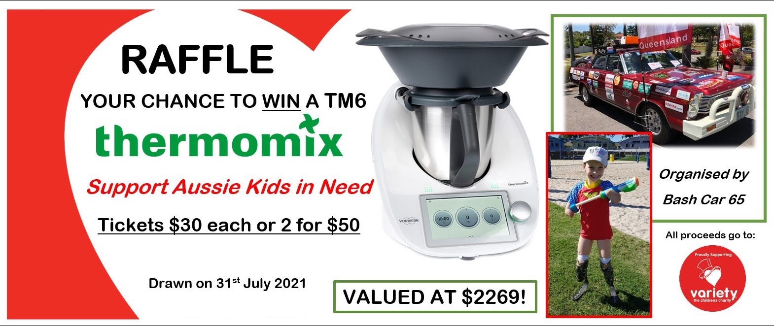 Variety Bash Car 65 Thermomix Tm6 Raffle Tickets, Varient Bash Car 65 