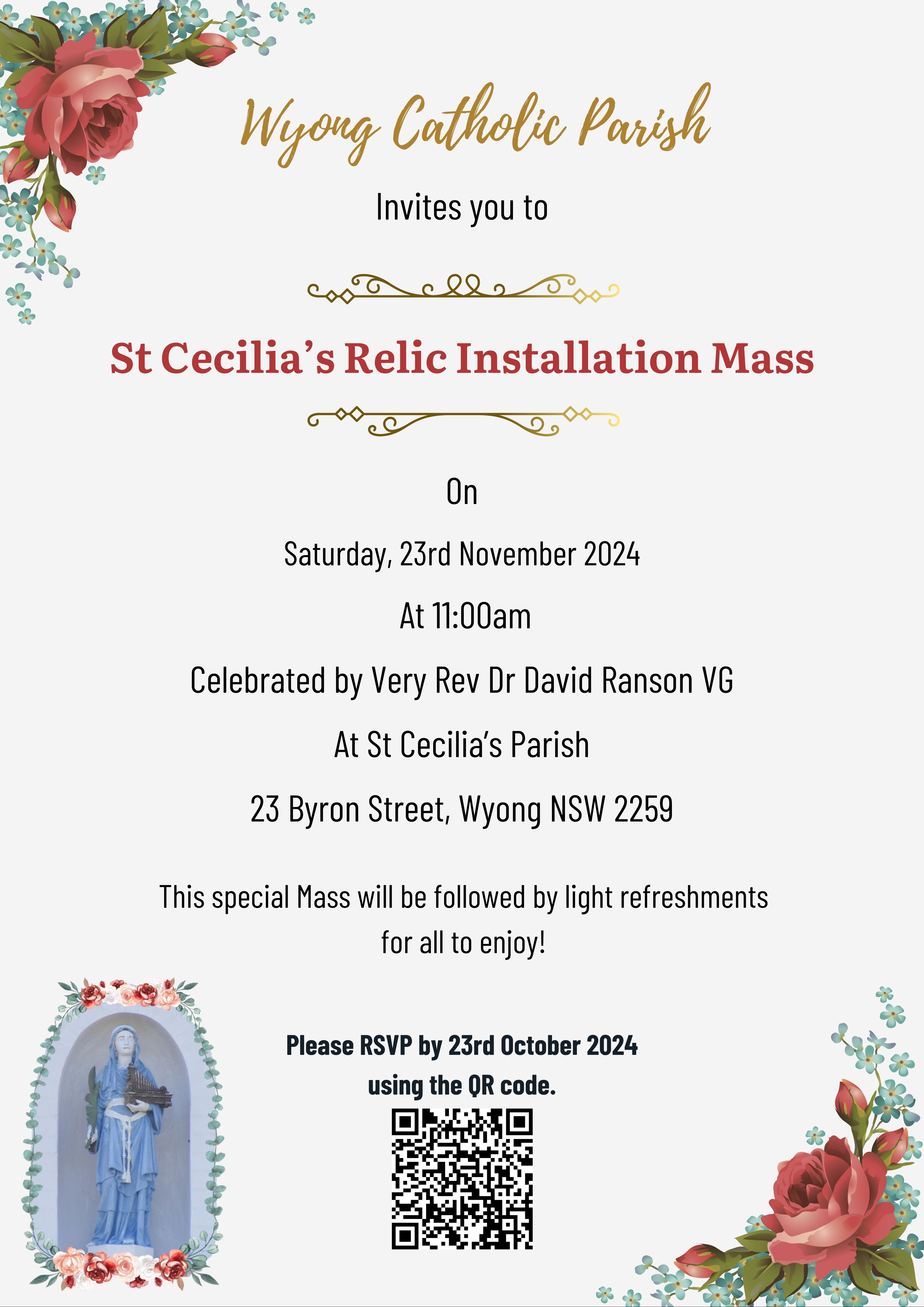 St Cecilia's, Wyong, Relic Installation Tickets, St Cecilia's Parish ...