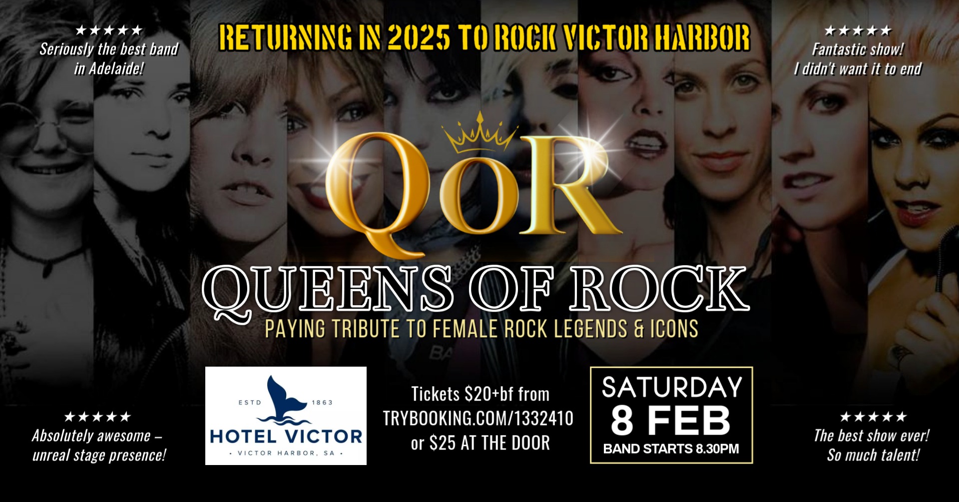 QUEENS OF ROCK return in 2025 to rock Victor Harbor Tickets, HOTEL