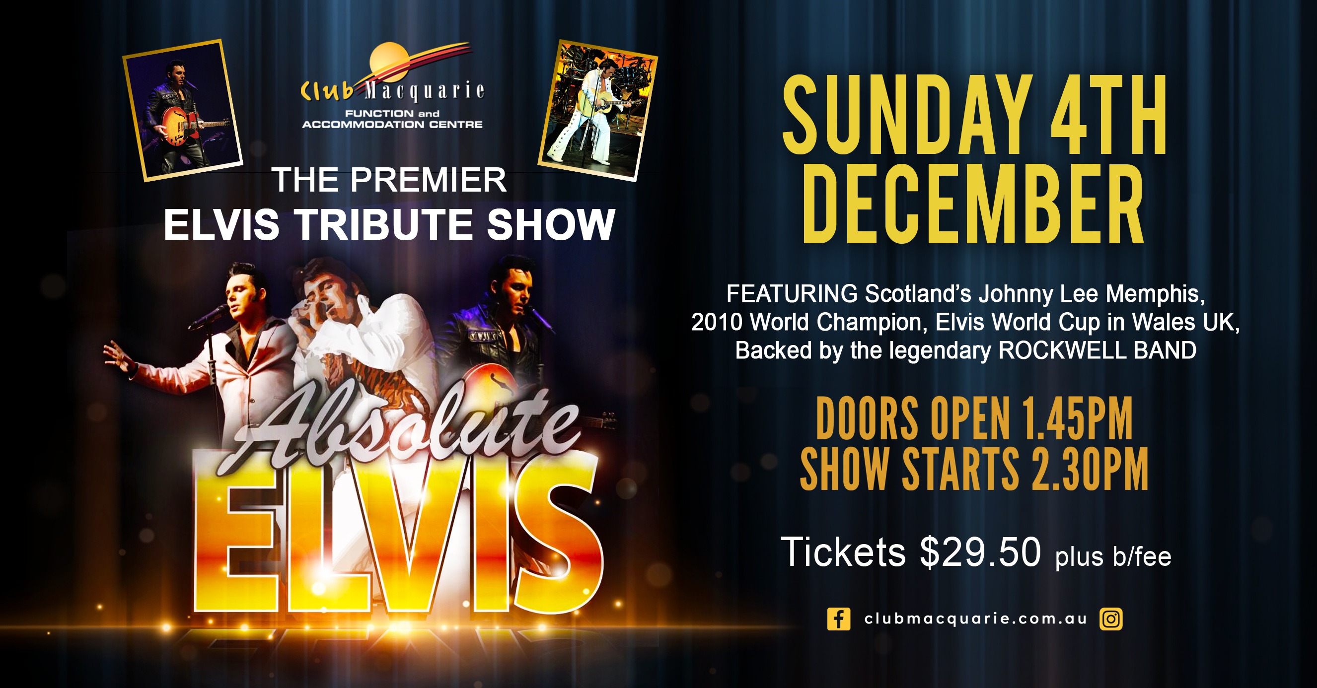 ABSOLUTE ELVIS The PREMIER Elvis Tribute Show Tickets, Club Macquarie