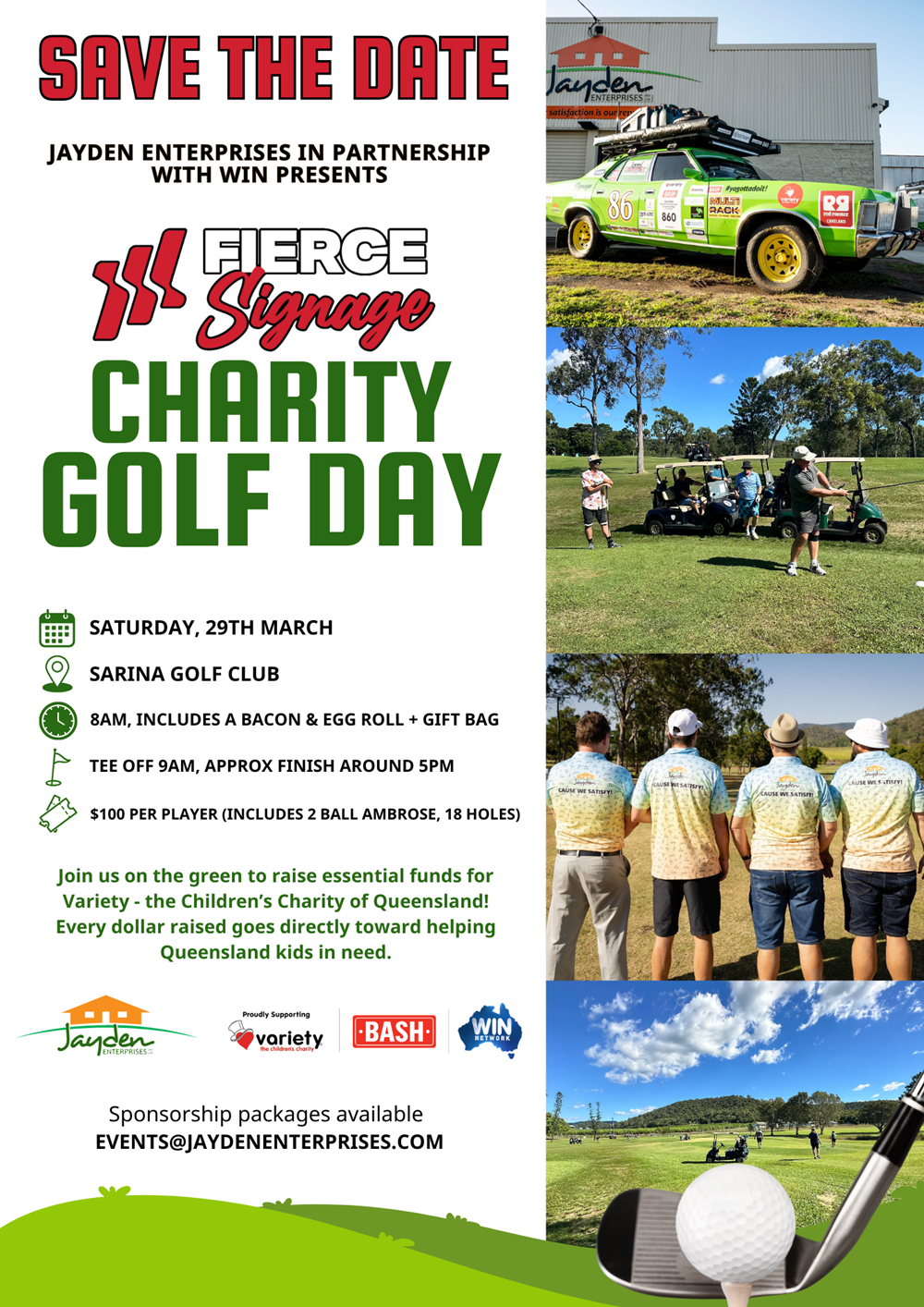 Jayden , Win Fierce Signage 2025 Golf Day Tickets, Sarina Golf Club