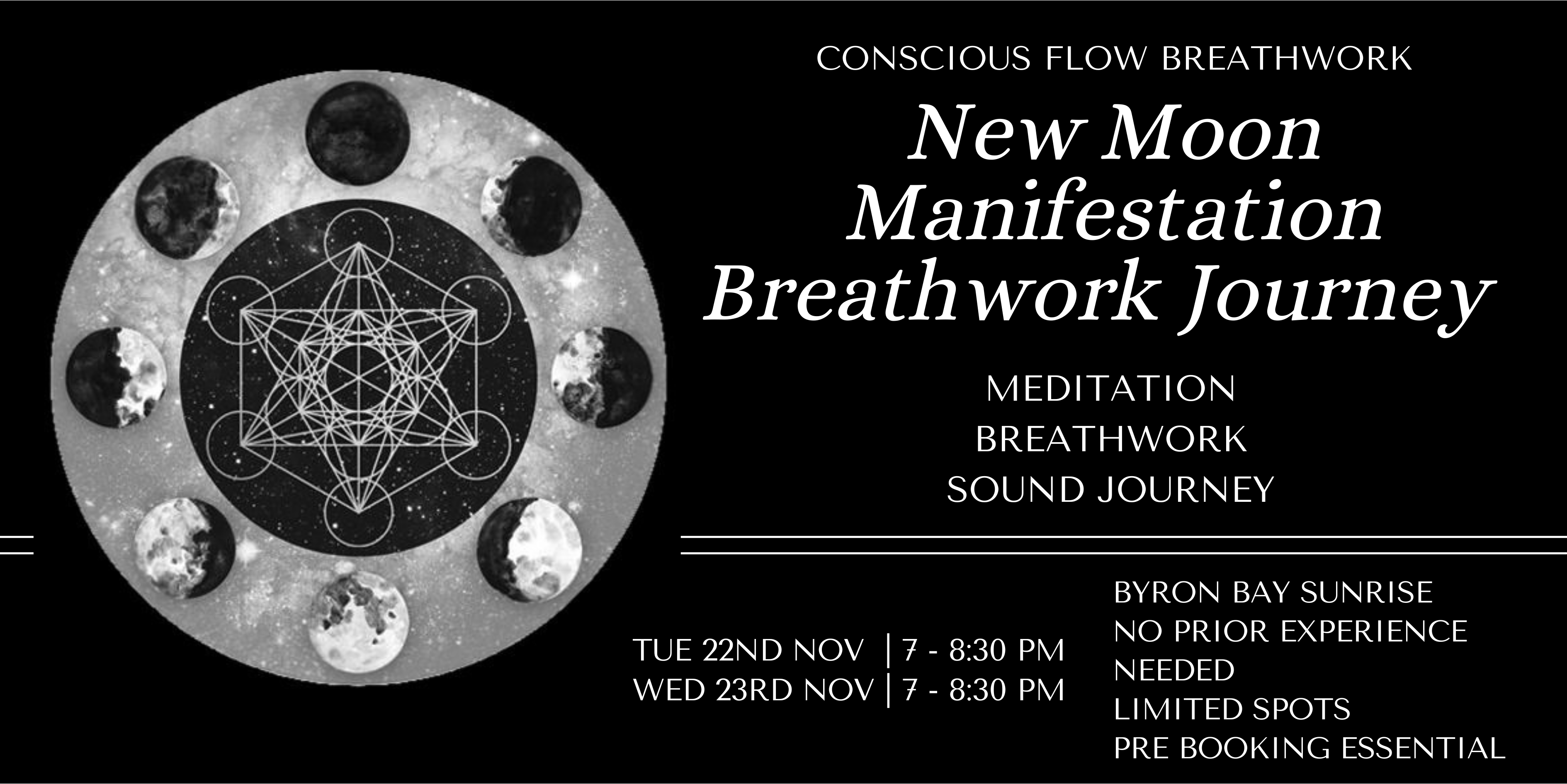 New Moon Manifestation Breathwork Sound Journey Tickets, Conscious Flow