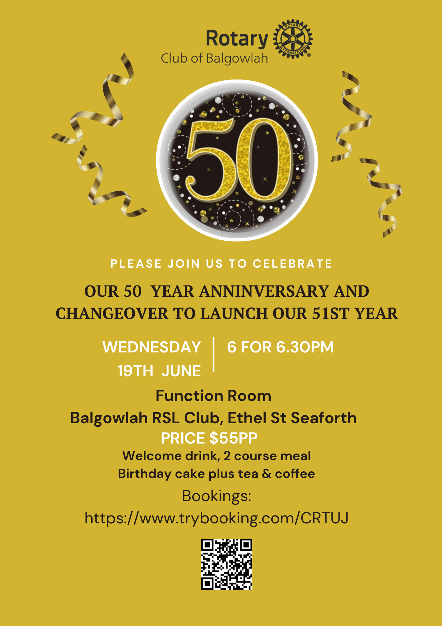 Balgowlah Rotary Club 50 year Anniversary Tickets, Balgowlah RSL Club ...