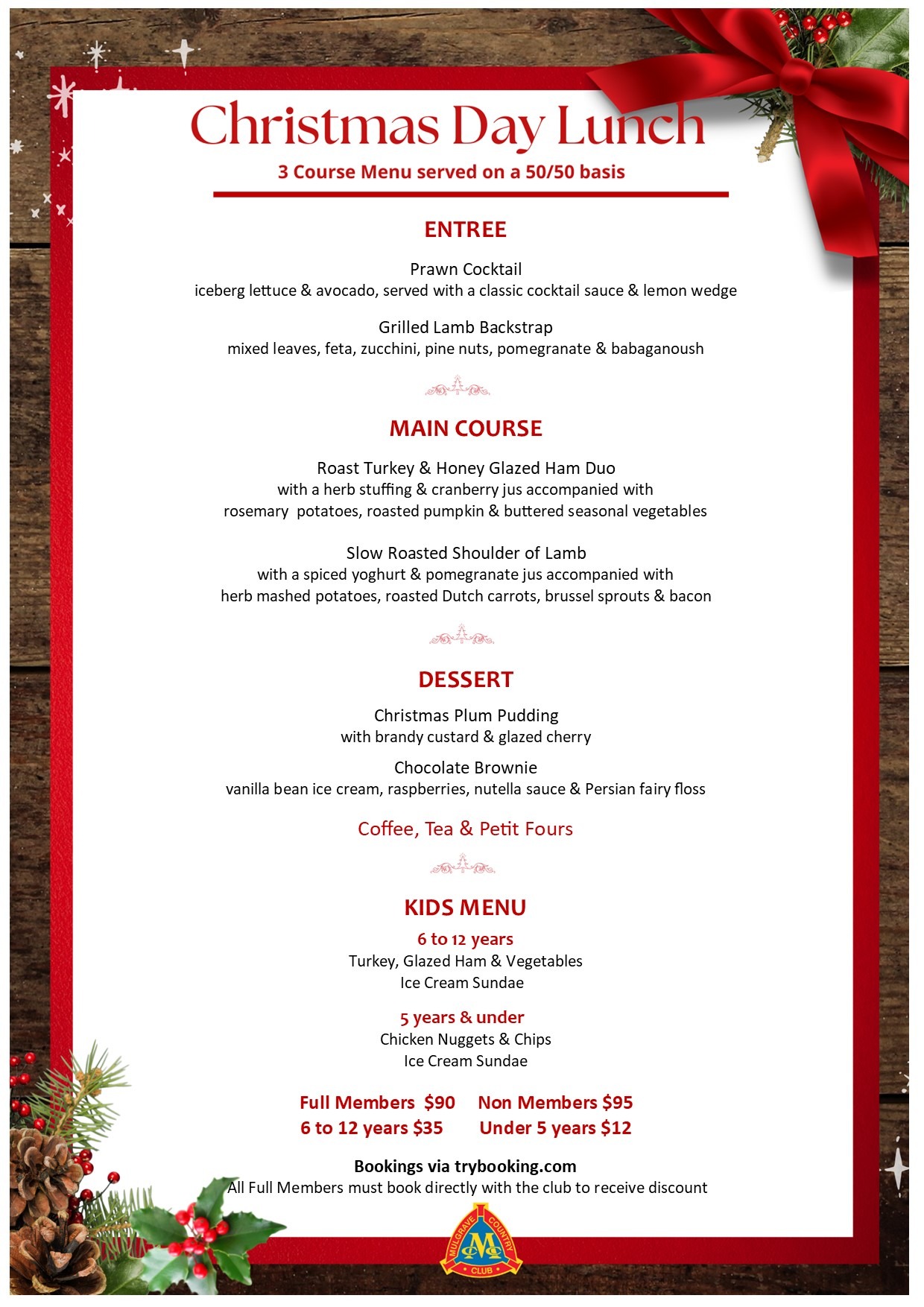 CHRISTMAS DAY LUNCH - MULGRAVE ROOM 2021 Tickets, Mulgrave Country Club ...
