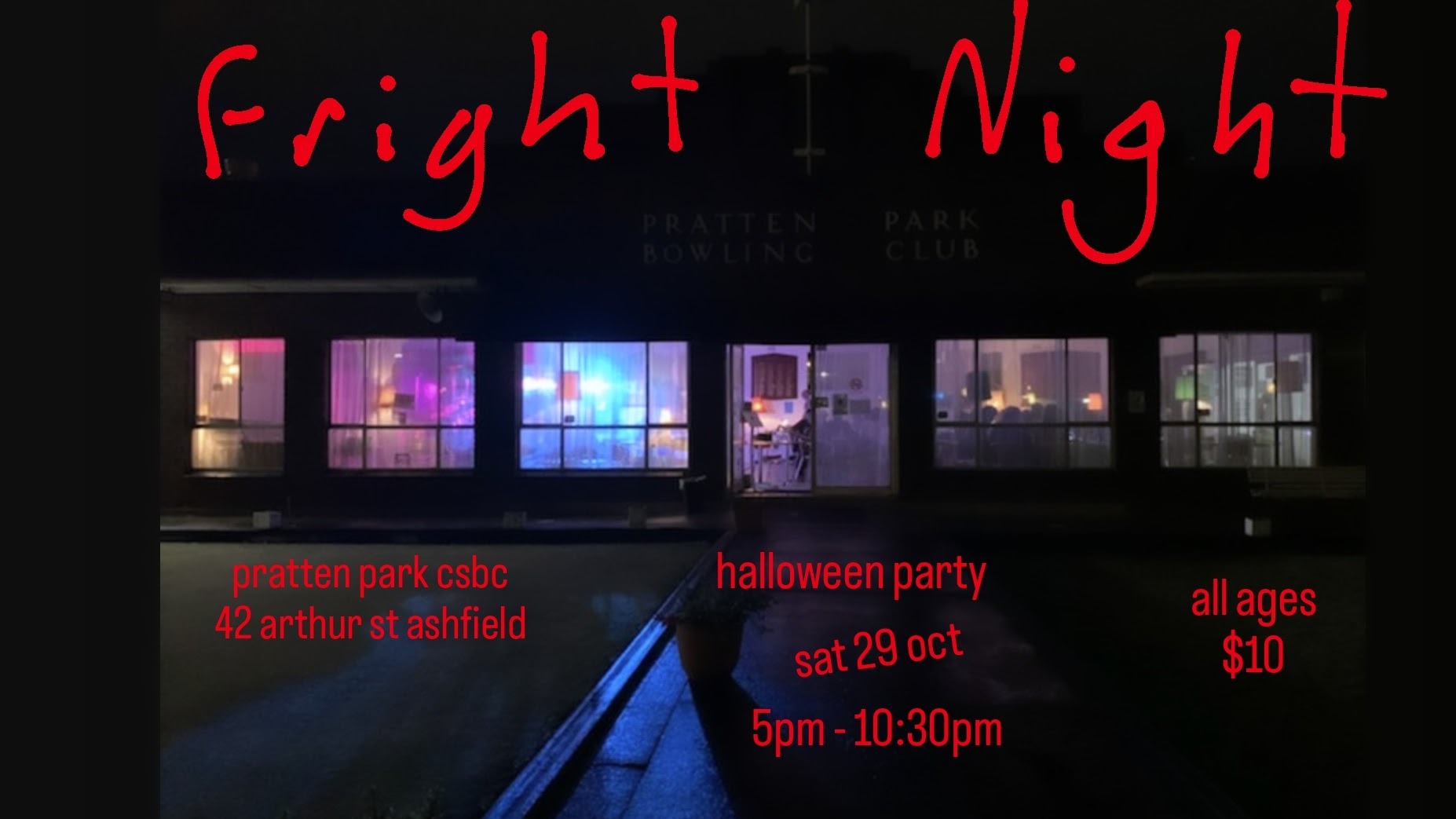 'Fright Night' halloween party by Futureproof Tickets, Pratten Park