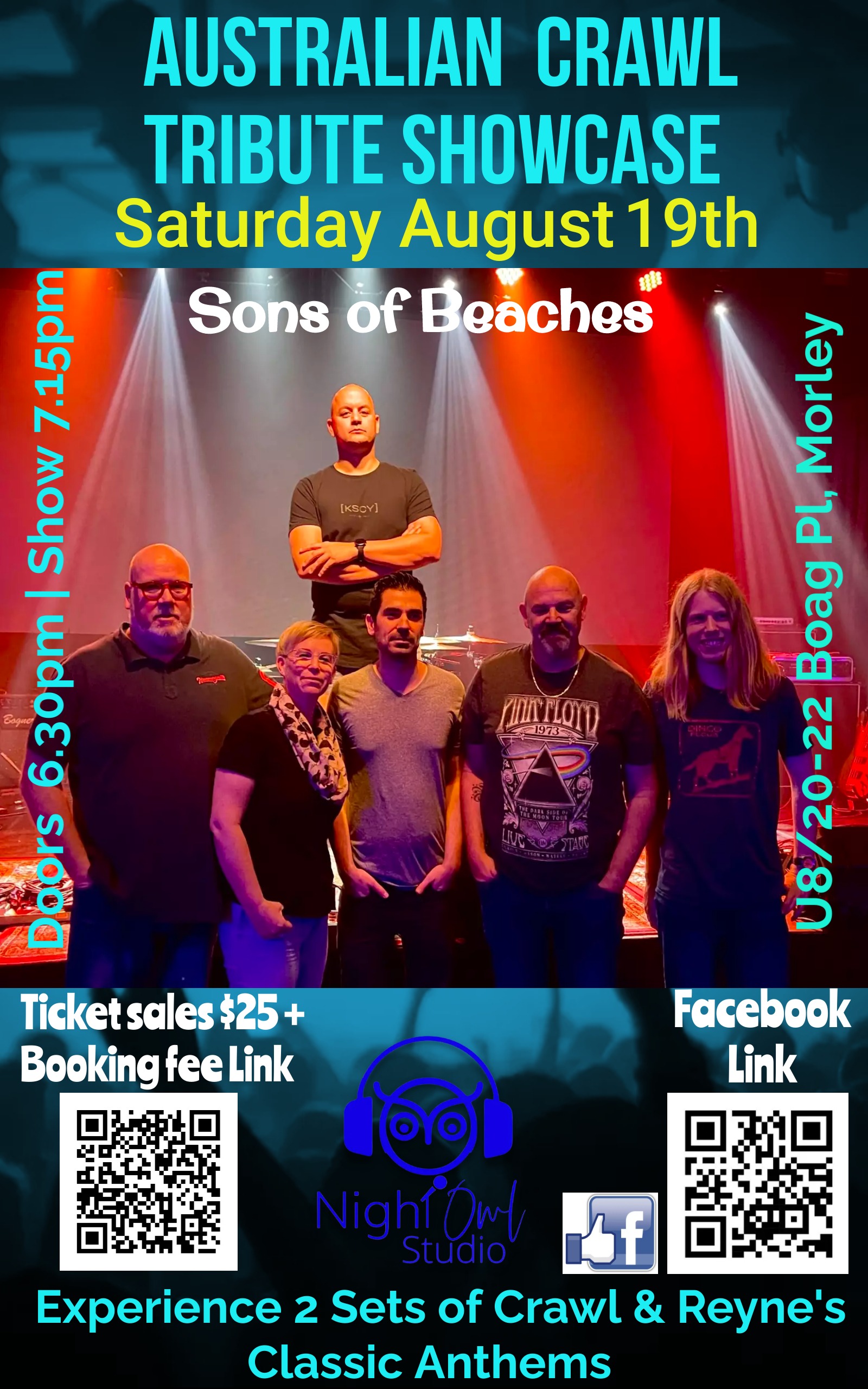 Sons of Beaches - Australian Crawl Tribute Band Tickets, Night Owl ...
