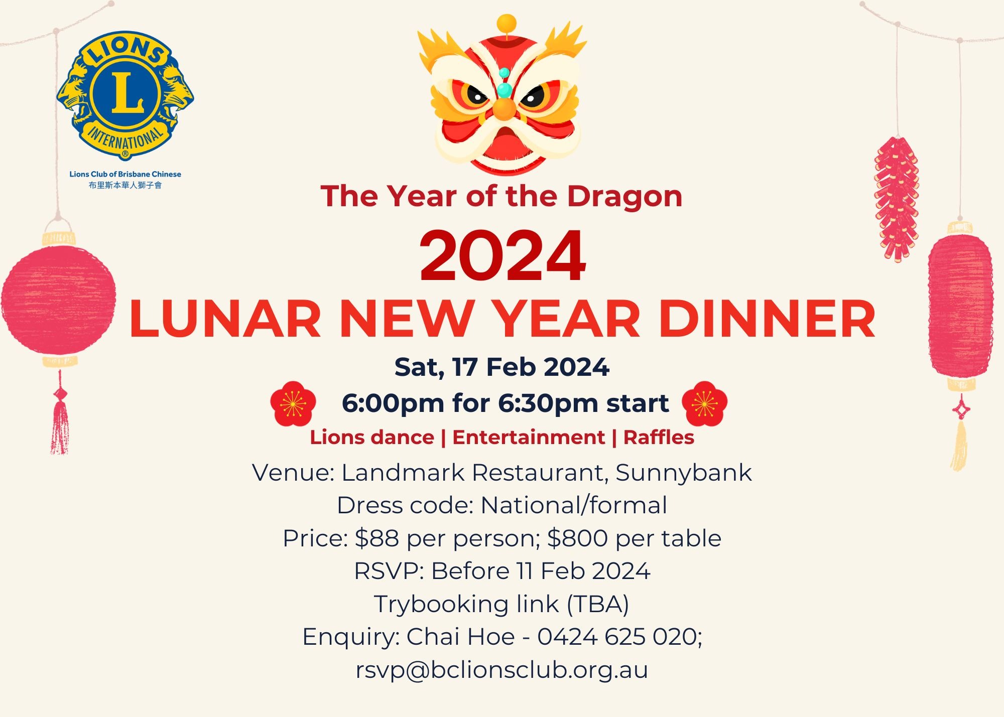 2024 Year of Dragon Lunar New Year Dinner Tickets Landmark