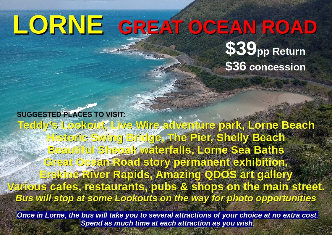 Melbourne - LORNE Great Ocean Road Shuttle Bus. 17/11/2024 Tickets ...