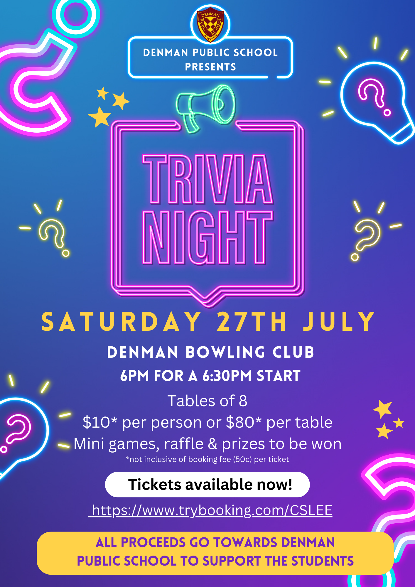 DENMAN PUBLIC SCHOOL'S TRIVIA NIGHT! Tickets, Denman Bowling Club ...