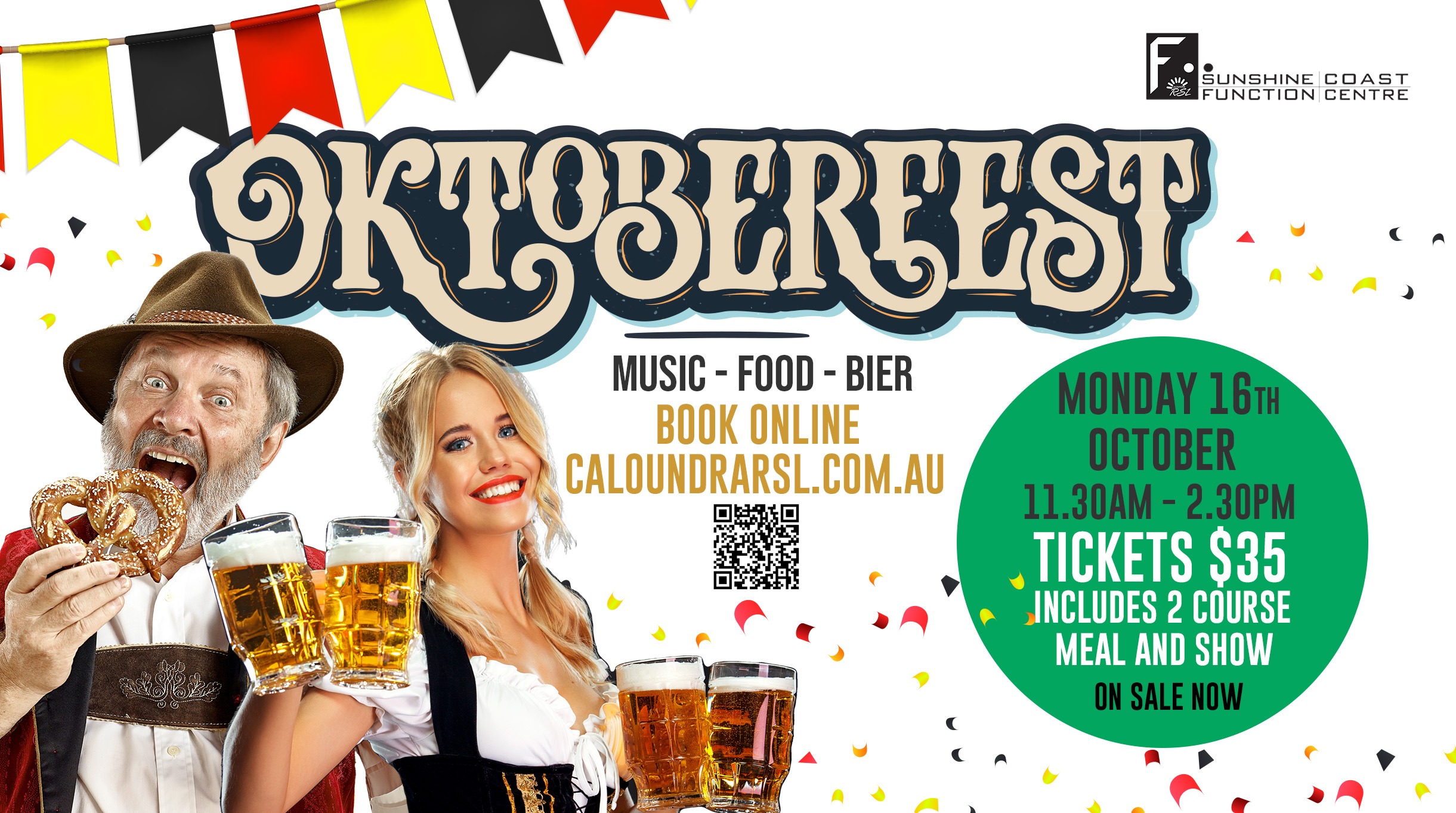 OKTOBERFEST 2023 TWO Course Lunch and Show Tickets, Sunshine Coast